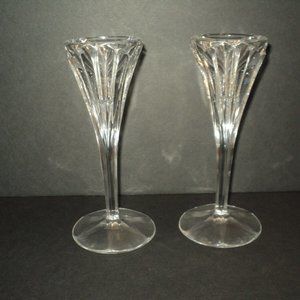 Vintage Set of 2 Lenox Oracle Crystal Taper Candlestick Holders 7" High Germany